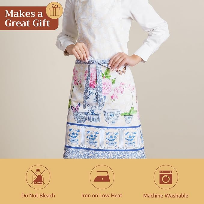 Maison d' Hermine 100% Cotton Apron for women with Pocket Kitchen Chef Apron for Men Cooking Mothers Day Gifts