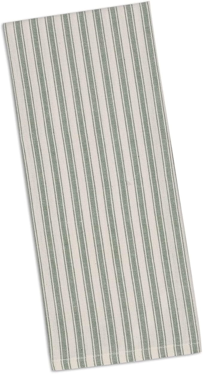 DII Everyday Kitchen, Urban Stripe & Basic Dishtowels, 18x28, Sage, 4 Piece