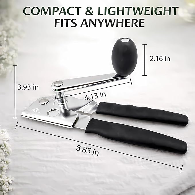 Commercial Can Opener, Heavy Duty Manual Can Opener for Large Cans, Hand Crank Can Opener with Magnetic Lid Lifter, Stainless Steel with Bottle Opener