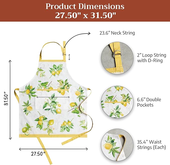 Maison d' Hermine 100% Cotton Apron for women with Pocket Kitchen Chef Apron for Men Cooking Mothers Day Gifts