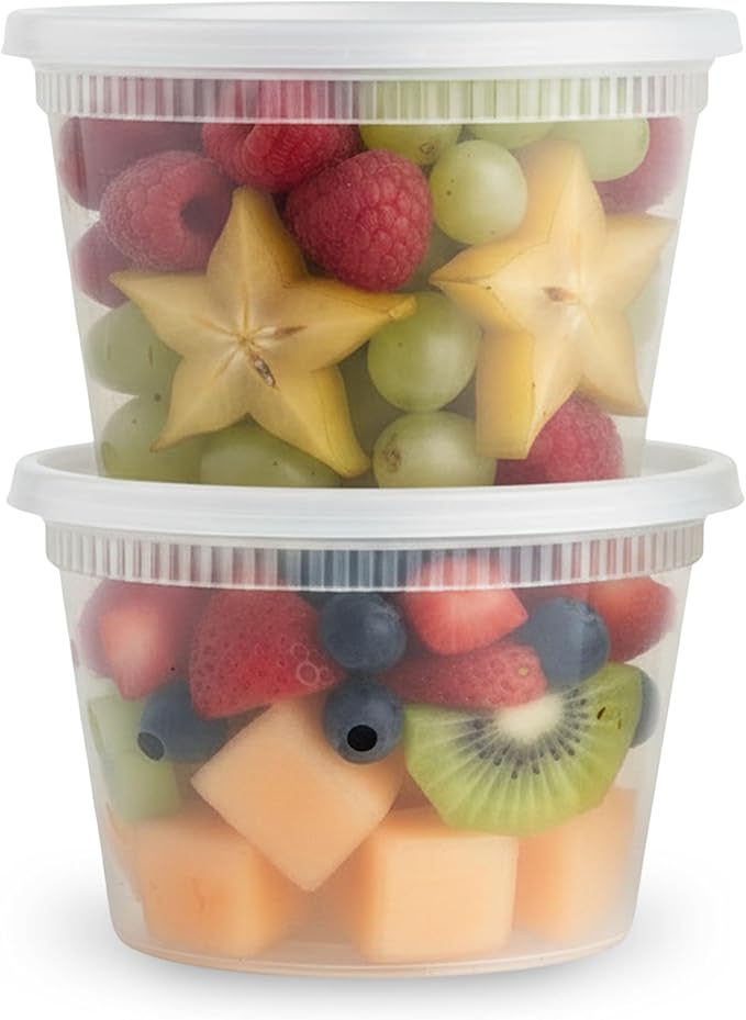 BluShine [36 Sets] 16 oz. Plastic Deli Food Storage Containers with Airtight Leak Proof Lids - Reusable -Microwave, Fridge, and Freezer Safe