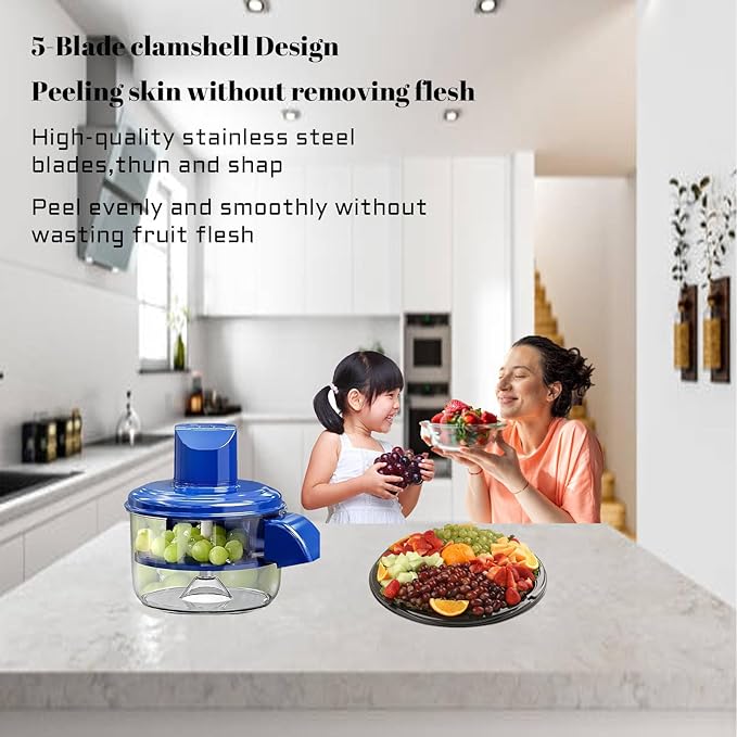 Automatic Vegetable Peeler, Electric Grape Peeling machine stainless steel, Rechargeable Home Kitchen Garlic Peeler Machine for Elderly, Easy to Use - Effortlessly Peels Vegetables and Fruit