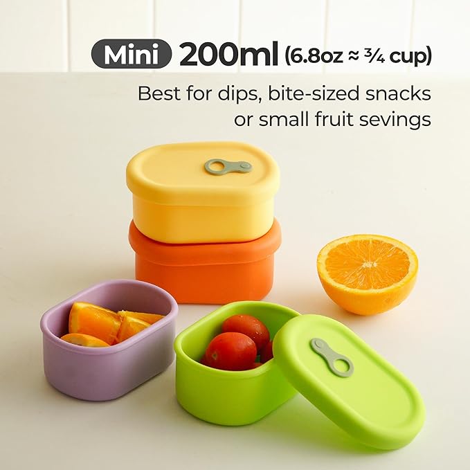 Premium Korean-Made Silicone Airtight Food Container with Steam Vent – BPA Free, Leakproof, Microwave & Freezer Safe Meal Prep. & Leftovers Storage (Violet, 7 floz)