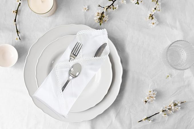 ACCENTHOME White Cloth Napkins Set of 6 18x18 inch Cotton Dinner Napkins - Washable Soft Premium Hotel Quality Reusable Napkins Perfect Table Napkins for Family Dinners, Weddings & Everyday Use