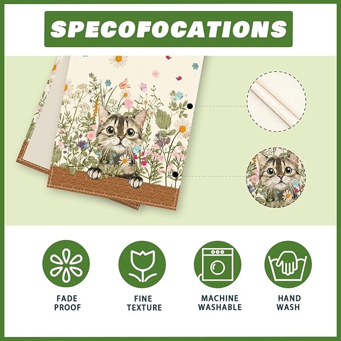 XCHI Wildflowers Cat Daisy Spring Table Runner Summer Table Decoration for Party Home Kitchen Dining Holiday Decor 13x90 Inch