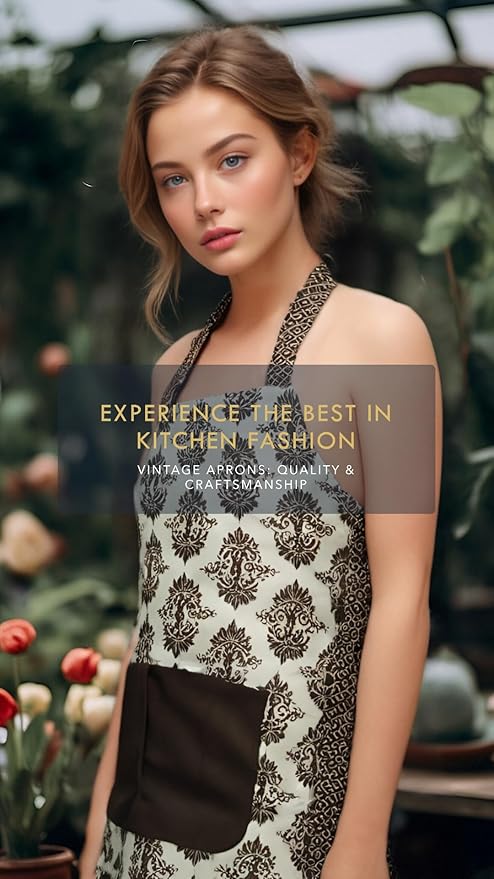 Lovely Flower Pattern Retro Aprons With Large Pockets for Women Girls Cooking Kitchen Bakery Mother's Gift