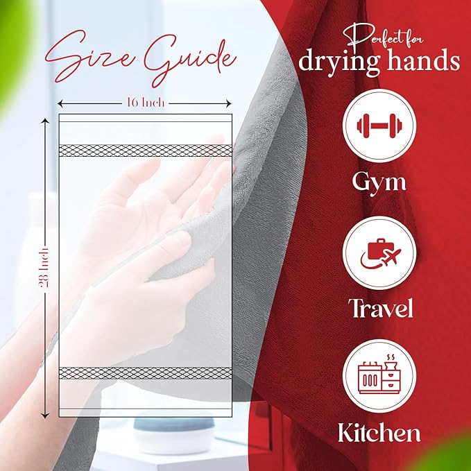 RIVERSIDE 6 Pack Premium Hand Towels Set, 16x28 inches, 100% Ring Spun Cotton, 600 GSM, Soft, Quick Dry and Highly Absorbent, Towels for Bathroom, Kitchen, Gym, Spa - (Charcoal Gray)