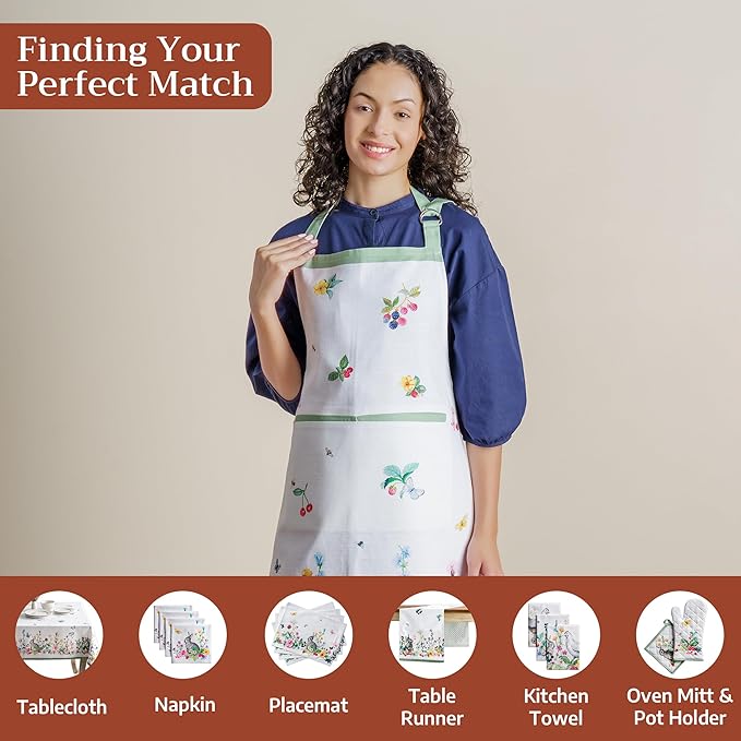 Maison d' Hermine 100% Cotton Apron for women with Pocket Kitchen Chef Apron for Men Cooking Mothers Day Gifts