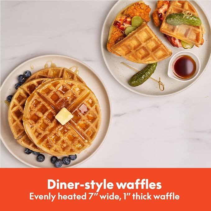 bella Flip-n-StoreWaffle Maker with EverGood™Ceramic Nonstick Coating,Fits-anywhere™Kitchenware,Power Indicator Light,Cool Touch Handle&Cord Wrap,7” Wide & 1" Deep Plates,1000 Watt,Oatmilk,(Pack of 2)