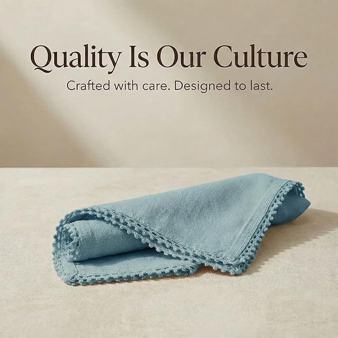 ACCENTHOME Blue Cloth Napkins Set of 12 18x18 inch Cotton Dinner Napkins - Washable Soft Premium Hotel Quality Reusable Napkins Perfect Table Napkins for Family Dinners, Weddings & Everyday Use
