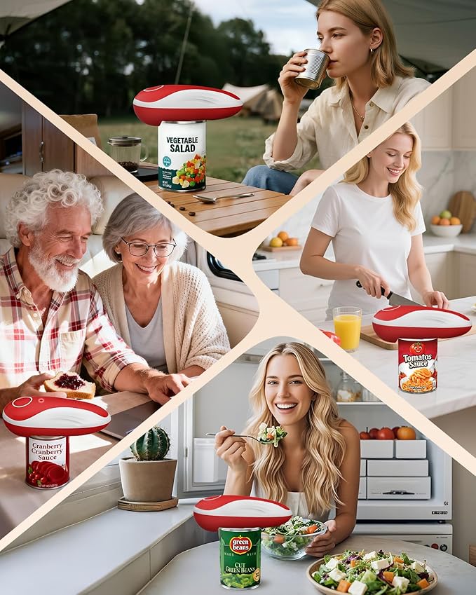One Touch Rechargeable Can Opener Fits All Can Sizes with Indicator Light, Electric Can Openers for Kitchen Food Safe with Smooth Edge, Kitchen Gadgets Can Openers for Seniors, Arthritis and Chef