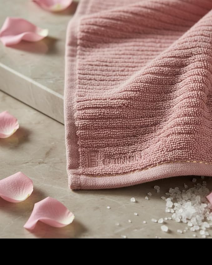 BIOLINEN 6-Piece Luxury Towel Set Rose 2 Bath Towels, 2 Hand Towels, 2 Washcloths Soft Absorbent Cotton Towel Pack for Bathroom, Home, Gym & Travel