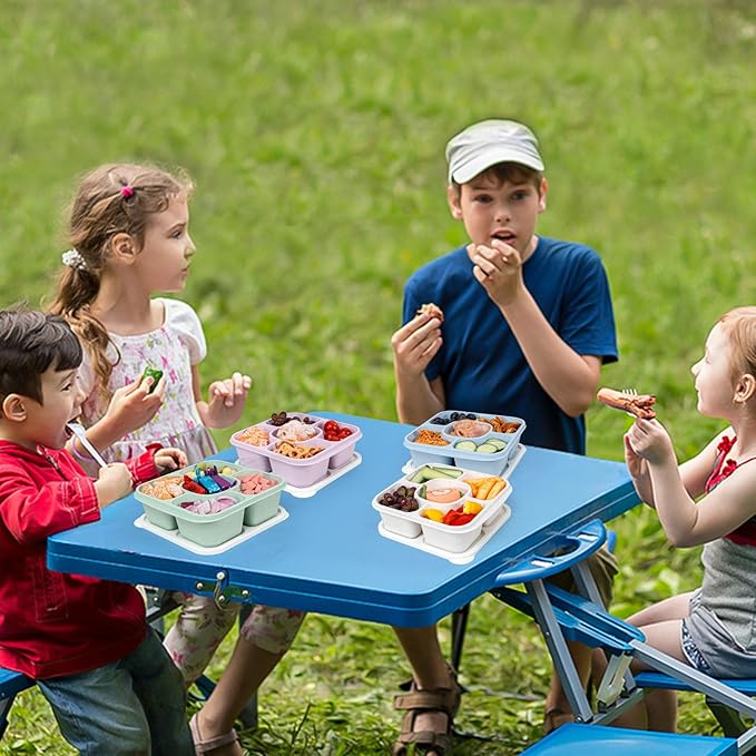 Caperci 5-Pack Lunchable Container Set for Kids & Adults - Reusable Bento Snack Box Containers with 5-Compartment for Food Storage & Meal Prep, Wheat Straw, BPA-Free (Vintage Colors)