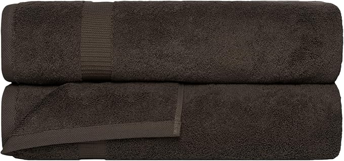 SALBAKOS 100% Turkish Cotton Extra Large Bath Sheet Set of 2 35x70 inch | Heirloom Quality | Hotel & Spa Collection | Soft, Absorbent Oversize Bath Towels | Made in Turkey (Chocolate, 2 Bath Sheets)