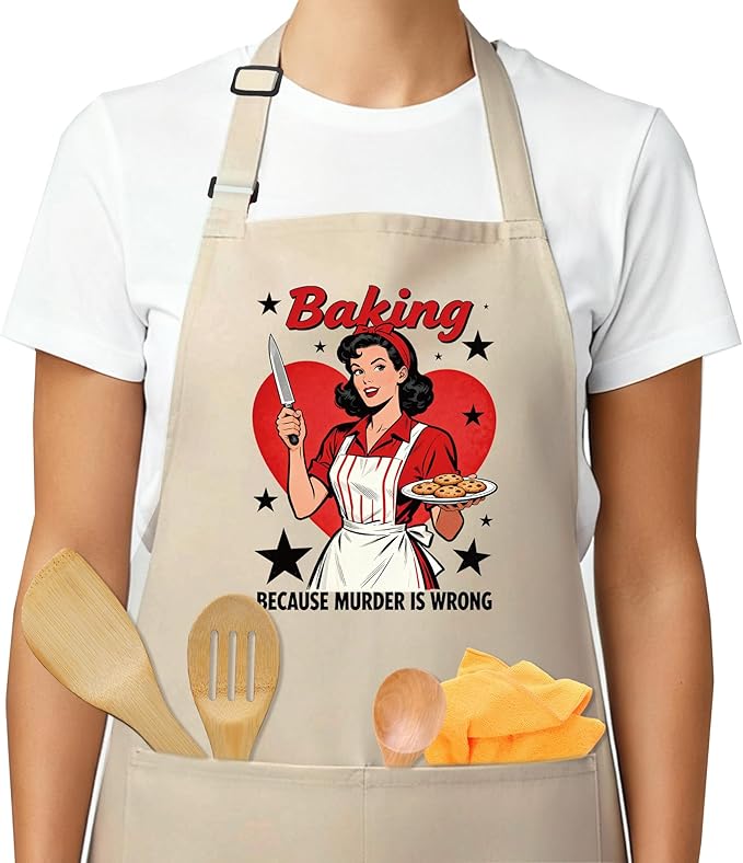 Funny Aprons for Women - Baking Gift for Women, Mothers Day Christmas Birthday Gifts, Perfect for Cooking, Bartending