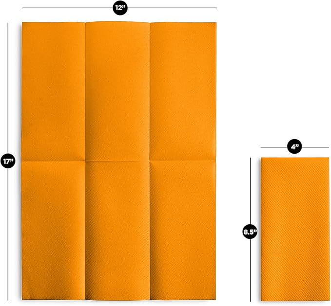 Linen-Feel Orange Paper Napkins - Decortive Cloth-Like Disposable Dinner Napkins - Soft And Absorbent Napkins for Thanksgiving, Party, Wedding, Bathroom Or Any Occasion. (Pack of 100)