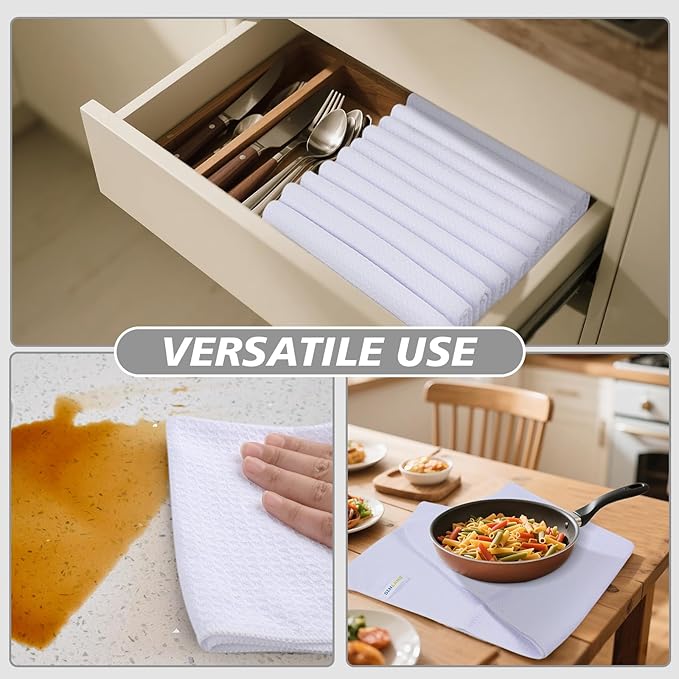 SINLAND Microfiber Kitchen Towel Premium Sublimation Blank Towels Fast Drying Tea Towel Polyester Dish Towels for Drying Dishes 20 Inch X 28 Inch 10 Pack White