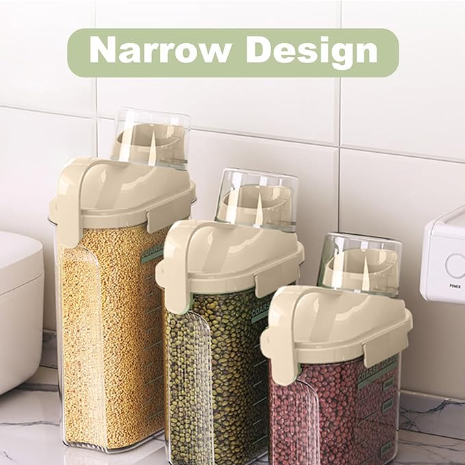 LANGMINGDE 1 Piece Cereal Containers Storage, 2.5L/85oz Rice Airtight Storage Container, BPA Free Clear Plastic Cereal Dry Food Flour Bin, Dog Cat Food Dispenser with Measuring Cup, for Kitchen Pantry