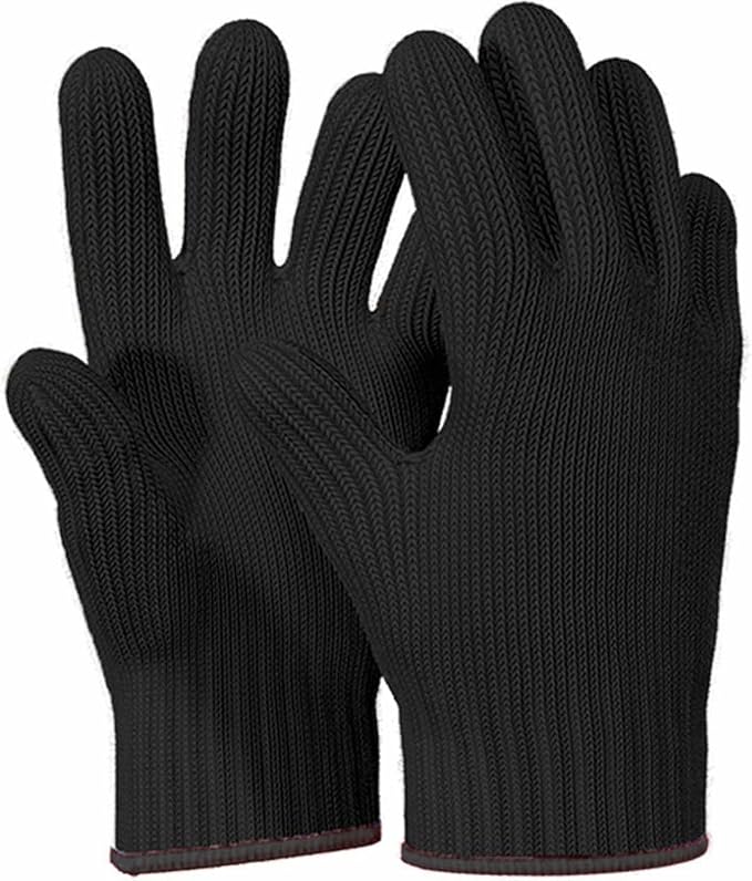 Heat Resistant Gloves – Aramid Oven Gloves with Fingers for Cooking & Grilling, Lightweight BBQ Gloves with Cotton Lining, Non-Slip, 9.45"x3.94" Kitchen Mitts for Baking & Frying, Great Gift for Chefs