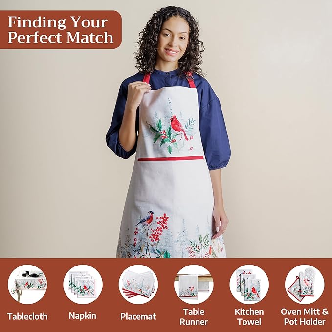 Maison d' Hermine 100% Cotton Apron for women with Pocket Kitchen Chef Apron for Men Cooking Mothers Day Gifts