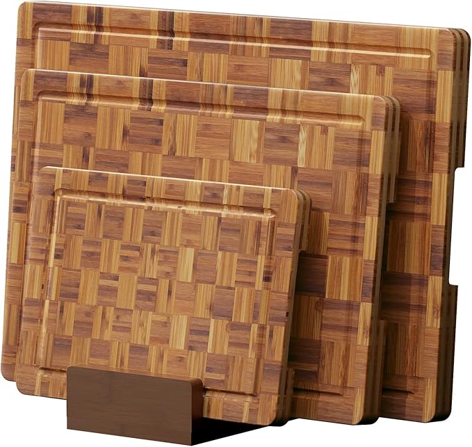 Large Cutting Board,Bamboo Wood Cutting Boards For Kitchen,3 Packs Chopping Board Set With Juice Groove, For Butcher Block,Vegetables,Fruits And Cheese