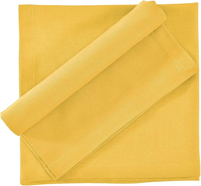 FINGERCRAFT Cloth Napkins, Cotton Linen Blend Fabric 12 Pack, 20 in x 20 in Premium Quality, Mitered Corners for Every Day Use Napkins are Pre Shrunk and Good Absorbency Gold Easter Color