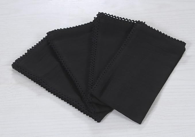 ACCENTHOME Black Cloth Napkins Set of 6 18x18 inch Cotton Dinner Napkins - Washable Soft Premium Hotel Quality Reusable Napkins Perfect Table Napkins for Family Dinners, Weddings & Everyday Use