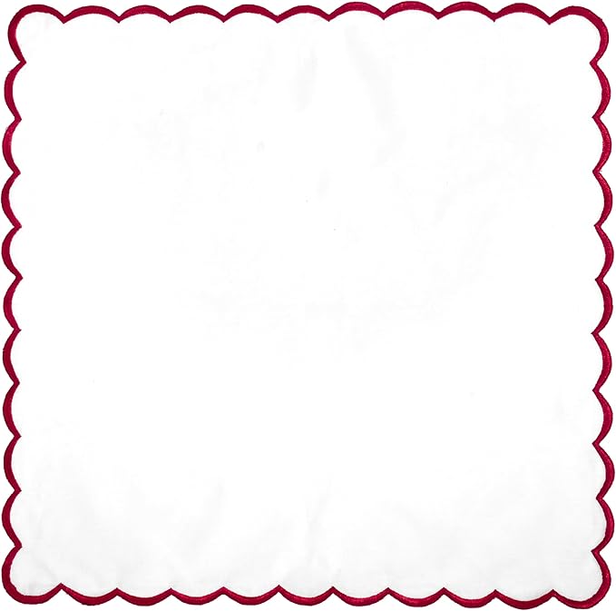 Ridhi Cloth Napkins 100% Pure Cotton Farmhouse Wedding Dinner Napkins Gift for Spring, Easter, Valentine, Holiday, Everyday Napkin (4-18" x 18" White with Rust Brown Edge)