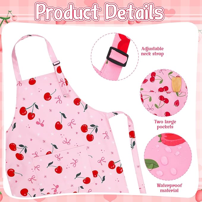 2 Pack Kids Apron, Cute Cooking Aprons, Waterproof Art Apron with Pockets, Toddler Painting Artist Apron Adjustable