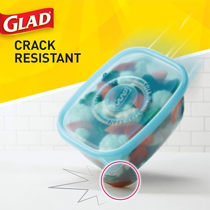 Glad Gladware Freezerware Food Storage Containers, Large Rectangle Holds 64 Ounces of Food, 2 Count Set | Tupperware, Plastic Food Container, Meal Prep Container, Plastic Containers with Lids