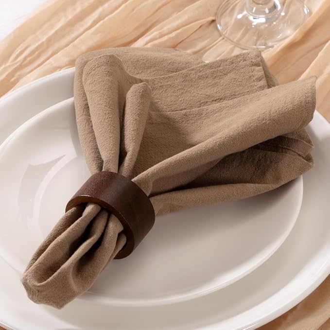 MLMW Nude Brown Cloth Napkins Set of 8 Linen Rustic Spring Easter Cotton Napkins Cloth Bulk Washable Dinner Napkins 16"×16" for Wedding Party Baby Bridal Shower Birthday Table Decor