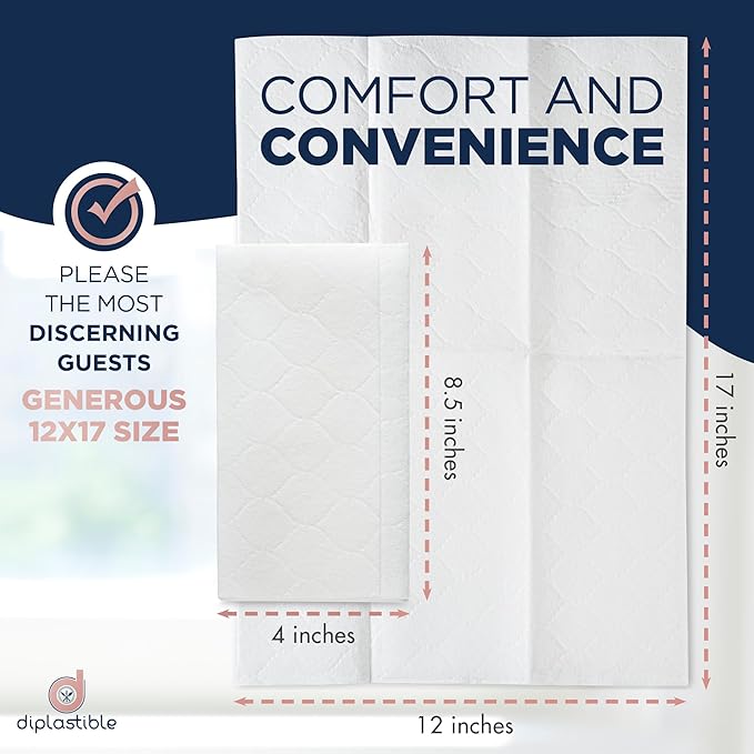 Disposable Guest Towels 200 Pack - White Napkins for Guest Bathroom, Heavy Duty Disposable Hand Towels, Ultra Absorbent Linen Feel Paper Napkins for Bathroom, Parties and Events