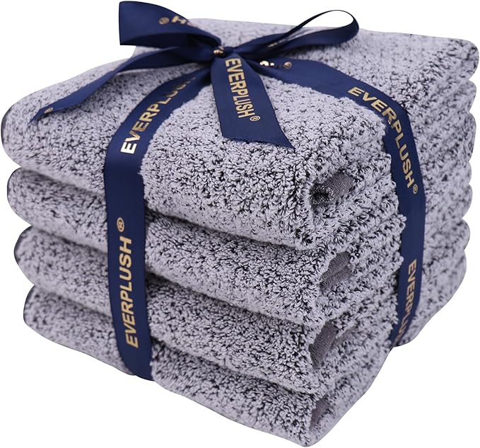 Everplush 4-Piece Premium Hand Towel Sets: Super-Soft, Highly Absorbent & Quick Drying Bathroom Towels – Versatile for Hotel, Bathroom, Shower, Spa, 16x30 Inches(Grey, 16" x 30")