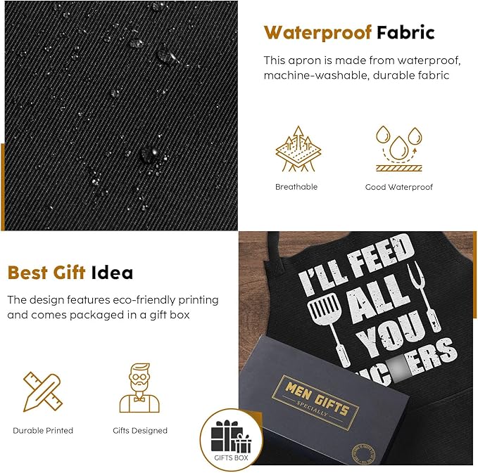 JDNFYGX Gifts for Men Dad Husband - Funny Kitchen Gifts for Men, Birthday Christmas Gifts, Cooking Aprons Gifts for father