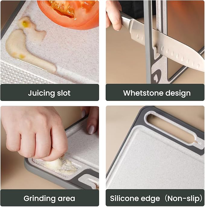 Stainless Steel Cutting Board, 14"x10" Cutting Boards for Kitchen, Dishwasher Safe, Scratch-Resistant with Juice Groove, Separate Sides for Meat and Vegetables ((Diamond Texture)