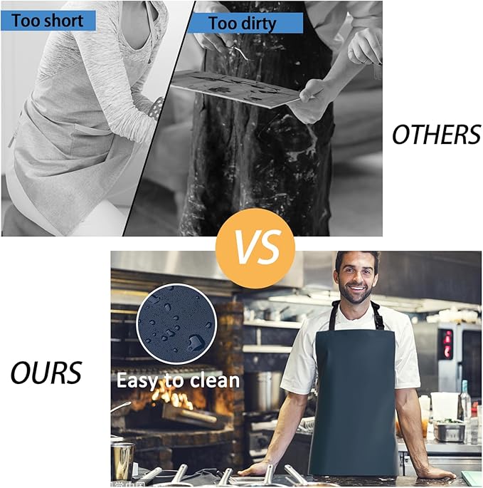 Homsolver 2 Pack Waterproof Rubber Aprons, Heavy Duty Butcher for Men, Chemical Vinyl Plastic Aprons for Dishwashing