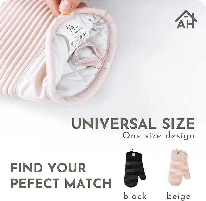 Extra Long Silicone Oven Mitts and Pot Holders Sets | Heat Resistant 500°F BPA-Free Food Grade Silicone Hot Pads & Kitchen Mittens | 4-Piece Set of Oven Gloves & Potholders for Kitchens.