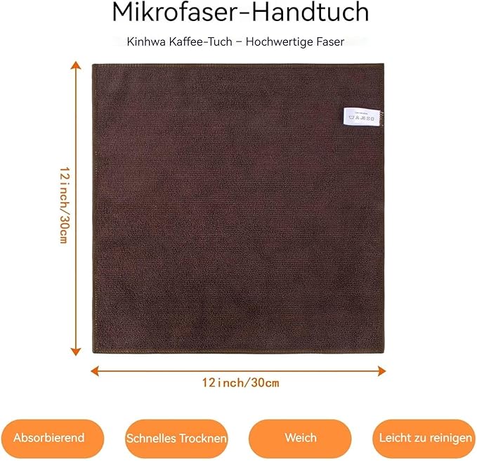 KinHwa Kitchen Washcloths for Dishes Absorbent Microfiber Dish Cloths Quick Dry Dish Rags with Poly Scour Scrub Side Ideal for Kitchen Cleaning (Brown, 12inchx12inch 10 Pack)