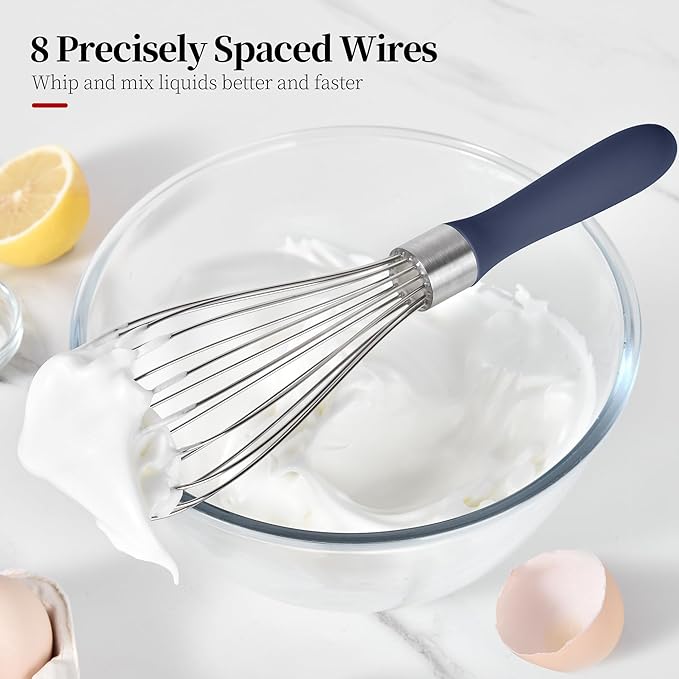 11.1inch Kitchen Wire Whisk, 18/10 Stainless Steel Metal Balloon Wisk （Medium, Midnight Blue）