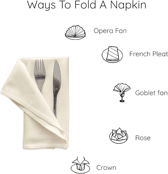 Encasa XO Natural Cloth Napkins Set of 6, 17"x17" | Solid Color Cotton Dinner Napkins | Washable & Reusable Wedding Napkins for Holiday Dinners, Party, & Everyday Table Decor