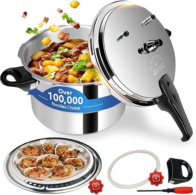 Pressure Cooker 8 qt+ Aluminum, ollas de presión para cocinar pressure cooker 8 qt All Stovetops Induction Compatible Thickened Pressure Cooker with Spring