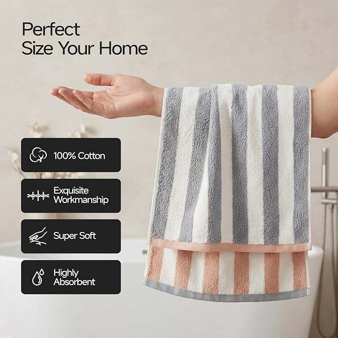 REDKISS 2-Pack Luxury Hand Towels for Bathroom, 28x12 Inches 100% Cotton Towels, Ultra Soft and Highly Absorbent Towels for Bathroom,Gym, Hotel,and Spa, Gray