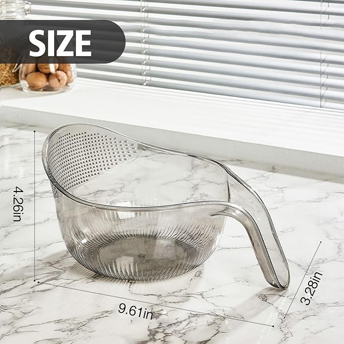 2-In-1 Rice Strainer,Large Rice Washer Beans Washer Strainers And Colanders - Washing Bowl for Fruit Washing Bowl With Strainer,Rice Washing Bowl Multifunctional Drain Basket (Gray)