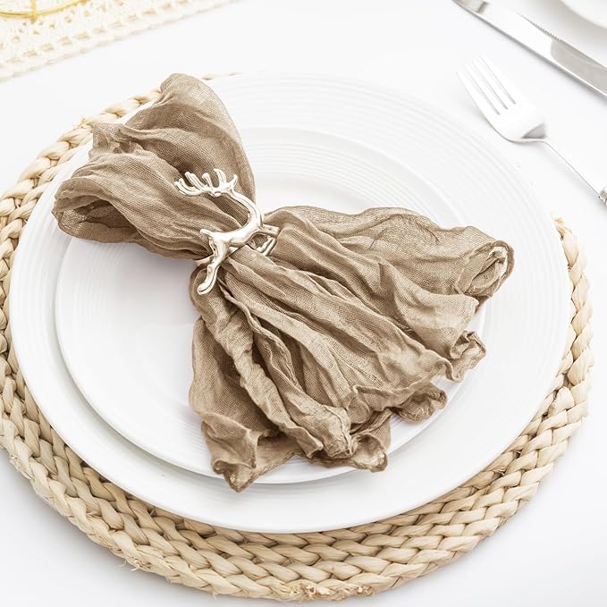 100 Pack Sand Cheesecloth Napkins 21x21 Inches Sand Cloth Napkins Set of 100 Washable Dinner Table Napkins for Wedding Rustic Boho Cotton Gauze Party Bridal Baby Shower Family Gathering Table Decor