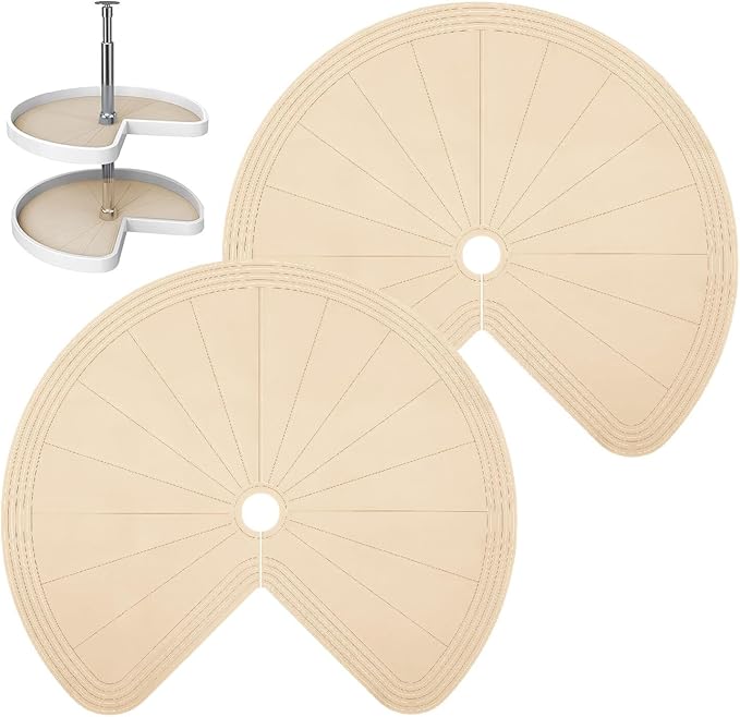 2 PCS 26" Lazy Susan Shelf Liner, Jaxbo Silicone Lazy Susan Liner for Dual Tier Pie Cut Organizer,Non-Slip Thermal Protection Mat