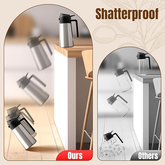 PARACITY Oil Dispenser Bottle with Stainless Steel Shell & Ceramic Sprayed Interior, 2 in 1 Olive Oil Sprayer and Dispenser, Oil Spray Bottle for Cooking, Kitchen, BBQ, Air Fryer, Salad, Baking(Black)