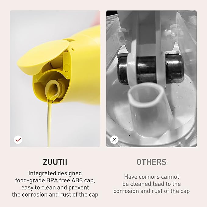 Zuutii Olive Oil Dispenser Bottle - Drip Free Spout for Kitchen, Glass, Gray