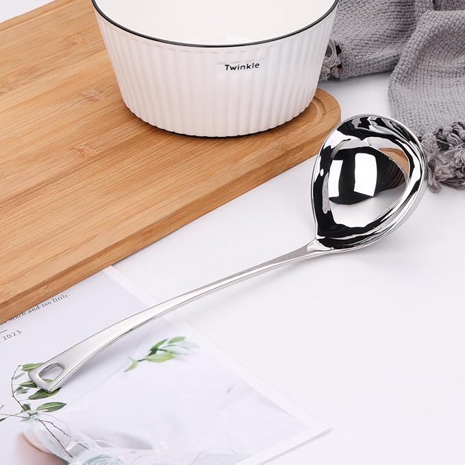 4 oz. Kitchen Ladle 11 Inch Soup Ladle 18/10 Stainless Steel Cooking Ladle Kitchen Accessories for Stirring Portioning and Serving Soups Gravy Sauces Chili Stew and More(silver)