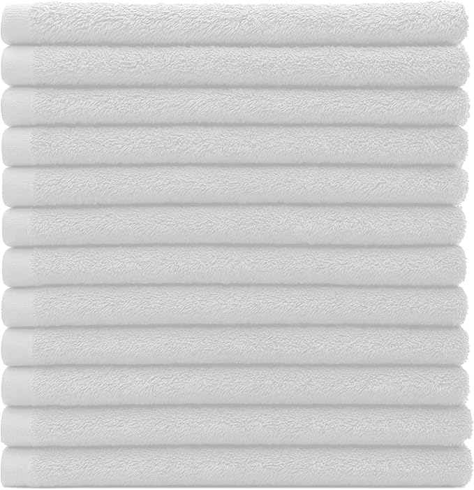 DAN RIVER Kitchen Bar Mops,Pack of 12,16 by 19 Inches,100% Cotton Super Absorbent,Multi-Purpose Cleaning Towels for Home and Kitchen Bars-White