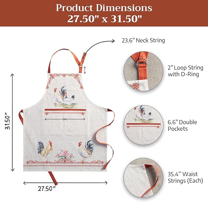Maison d' Hermine 100% Cotton Apron for women with Pocket Kitchen Chef Apron for Men Cooking Mothers Day Gifts